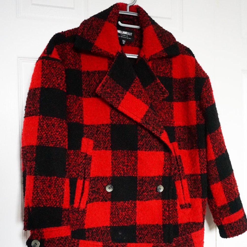 Red and Black Oversized Plaid Coat